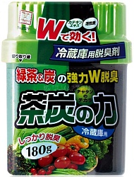 Kokubo Поглотитель неприятных запахов для холодильника двойной Сила угля и зелёного чая 180 г