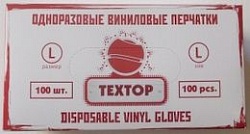 Textop Перчатки виниловые одноразовые размер L 100 шт