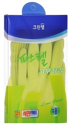 Clean Wrap Перчатки из натурального латекса "Clean pastel latex glove" с внутренним покрытием (удлиненные), зеленые, размер М, 1 пара
