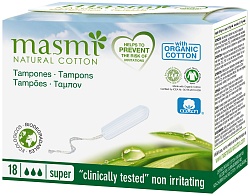 Masmi Natural Cotton Гигиенические тампоны Super из органического хлопка 18 шт