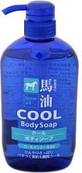 Kumano Cosmetics Horse Oil Жидкое мыло для тела увлажняющее с лошадиным маслом и бодрящим охлаждающим эффектом ментола 600 мл