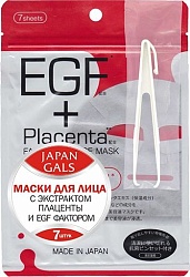 Japan Gals Маска с плацентой и EGF фактором Facial Essence Mask EGF + Placenta 7 шт