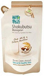 Lion Shokubutsu Крем-гель для душа Овсяное молочко и масло ши 500 мл запасной блок 500 мл