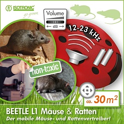 Isotronic Beetle L1 Мобильный ультразвуковой отпугиватель крыс и мышей (на батарейках)