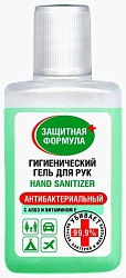 Защитная формула Гель антибактериальный для рук с экстрактом алоэ и витамином Е 30 мл