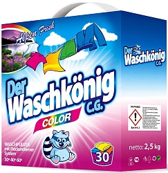Der Waschkonig Color Универсальный стиральный порошок для стирки цветного белья в картоне 30 стирок 2,5 кг