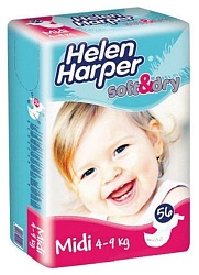 Helen Harper подгузники "Soft & Dry. Midi" 4-9 кг 56 шт.