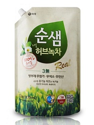 KeraSys Soonsaem Real Herb Green Средство для мытья посуды Зелёный чай мягкая упаковка запасной блок 1176 мл
