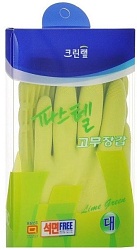 Clean Wrap Перчатки из натурального латекса "Clean pastel latex glove" с внутренним покрытием (удлиненные), зеленые, размер L, 1 пара