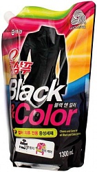 KeraSys Wool Shampoo Black&Color Жидкое средство для стирки для чёрных и цветных тканей мягкая упаковка 1300 мл