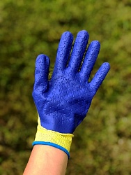 Перчатки Дачные на трикотажной основе жёлто-фиолетовые