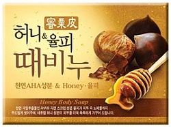 Mukunghwa Honey Body Soap Отшелушивающее и увлажняющее мыло для тела с мёдом и скорлупой каштанов 100 г