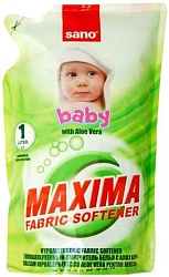 Sano Maxima Смягчитель для белья Baby с алоэ вера 5 в 1: аромат, нейтрализация запаха, мягкость, антистатик, лёгкая глажка запасной блок 1 л