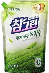 CJ Lion Средство для посуды, фруктов, овощей Chamgreen Зелёный чай мягкая упаковка 1200 г