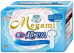 Megami Ежедневные гигиенические ультратонкие прокладки Megami Elis Ultra Slim Средние без крылышек 20,5 см 30 шт