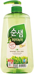 KeraSys Soonsaem Real Herb Green Средство для мытья посуды Зелёный чай бутылка с дозатором 1000 мл