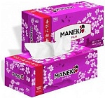 Maneki Sakura Салфетки-выдергушки двухслойные бумажные гладкие белые с ароматом сакуры 250 шт