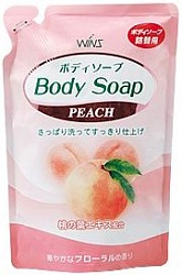 Nihon Крем-мыло для тела Wins Body Soup peach с экстрактом листьев персика и богатым ароматом мягкая упаковка 400 мл