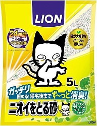 Lion Наполнитель бентонитовый для кошачьего туалета с ароматом зелени 5 л