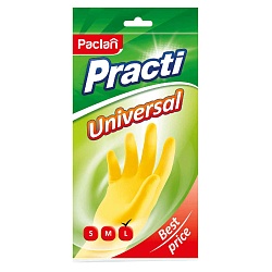Paclan Practi Universal Перчатки резиновые размер L желтые 1 пара
