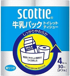 Scottie Туалетная бумага из переработанной целлюлозы Crecia с лёгким ароматом, двухслойная 4 рулона 30 м