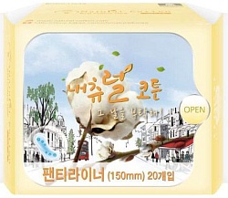 NaturalKorea Natural Cotton Ежедневные ультратонкие дышащие прокладки 15 см 20 шт