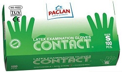 Paclan Перчатки Contact из латекса размер S 100 шт