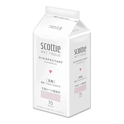 Scottie Wet Tissue Салфетки-полотенца влажные очищающие для рук (спиртовые, без запаха) 140 х 200 мм, 70 шт. 220 мл